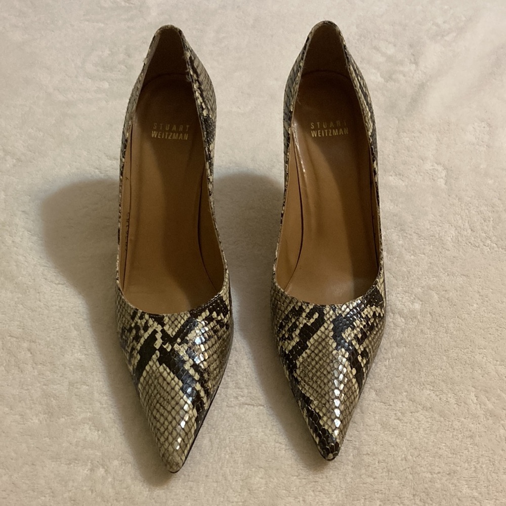 Stuart Weitzman Snakeskin Pumps, Brown And Beige,… - image 2